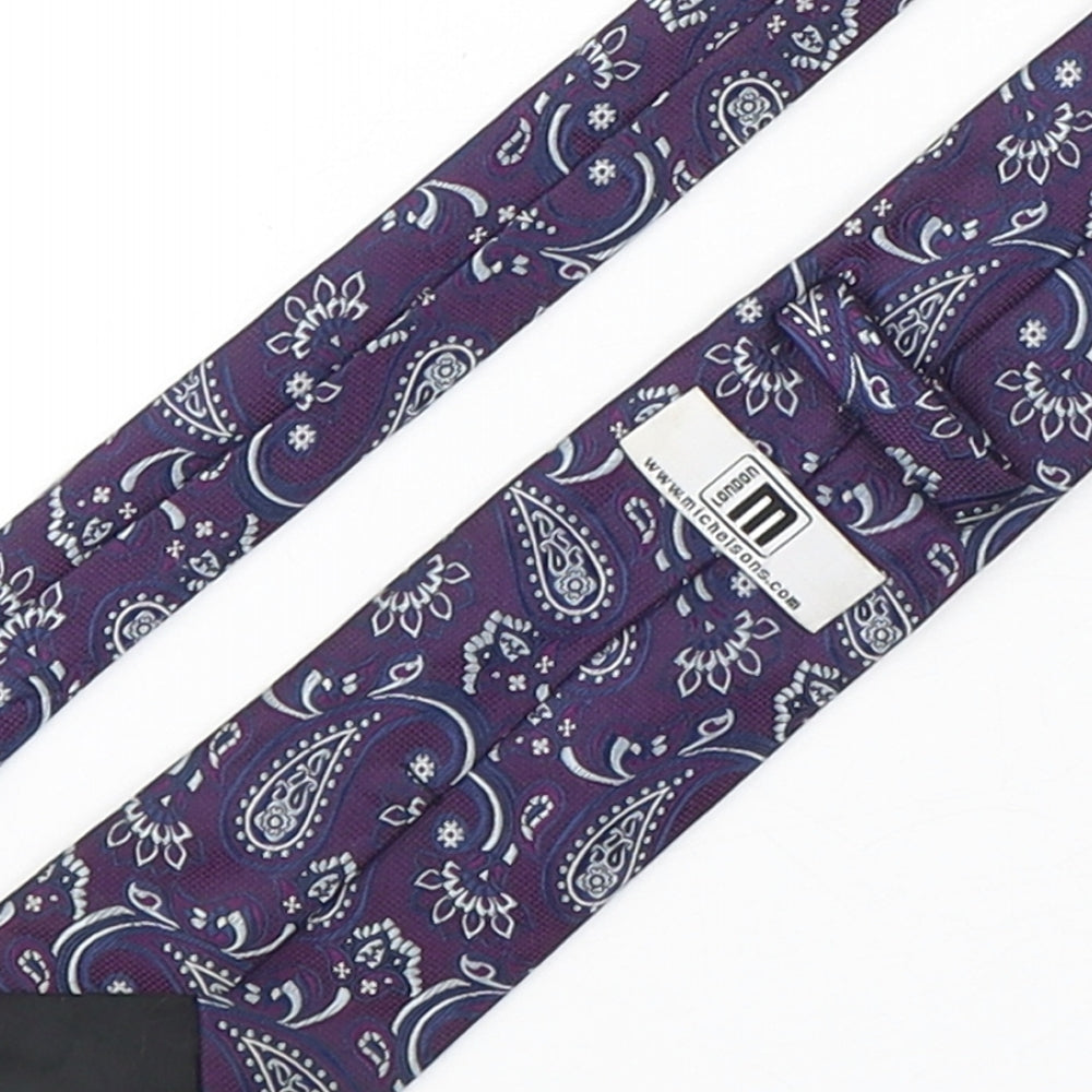 Michelsons Mens Purple Paisley Polyester Pointed Tie One Size