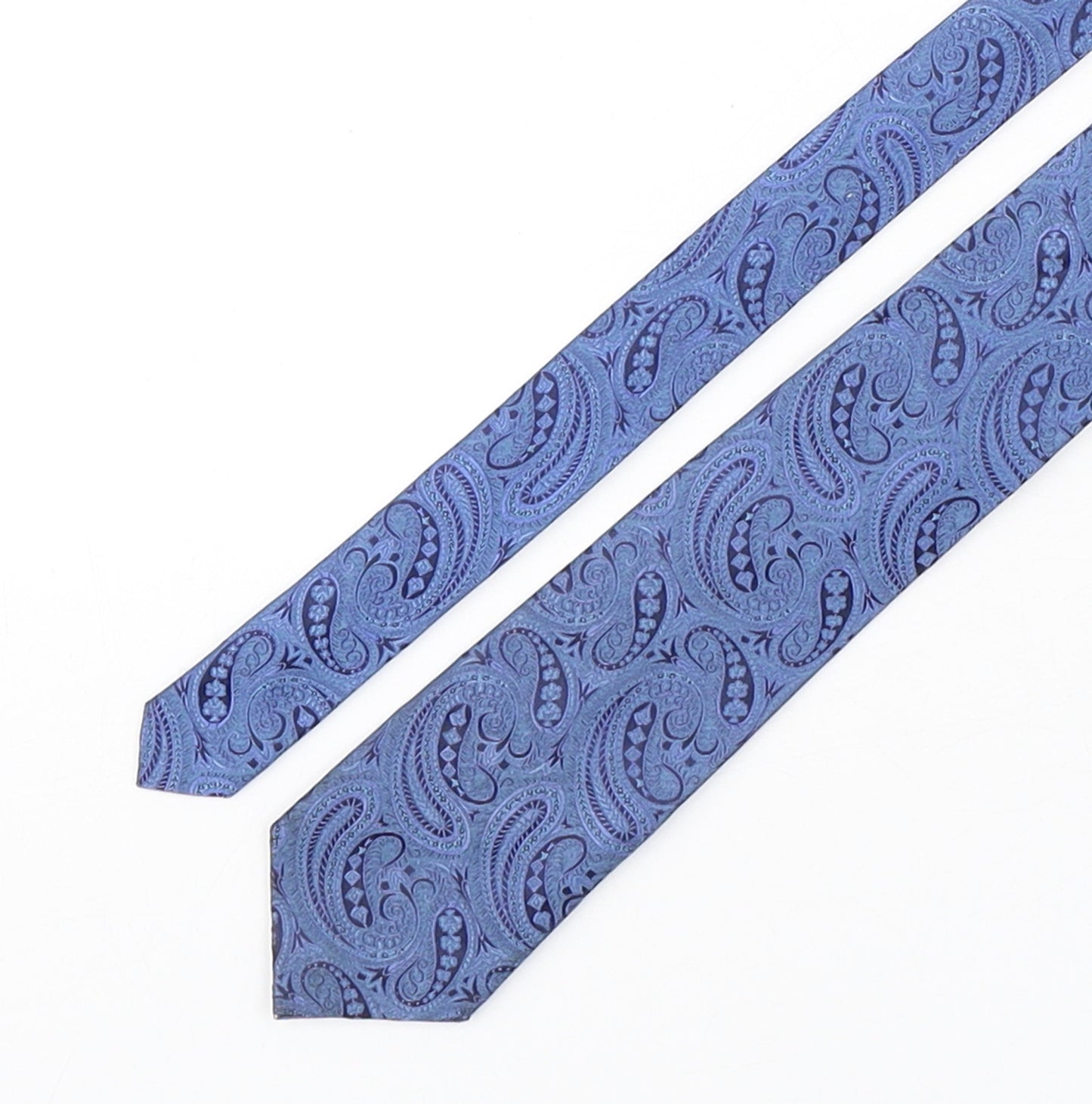 Jeff Banks  Mens Blue Paisley Silk Pointed Tie One Size