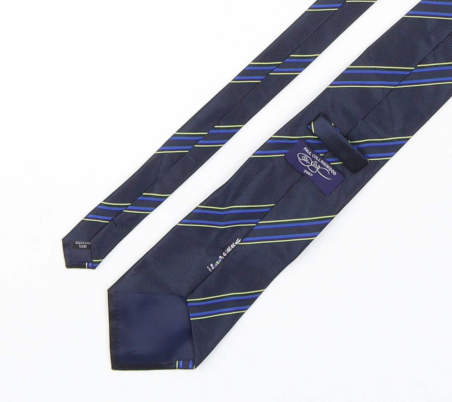 Paul Collingwood Mens Multicoloured Striped Polyester Pointed Tie One Size