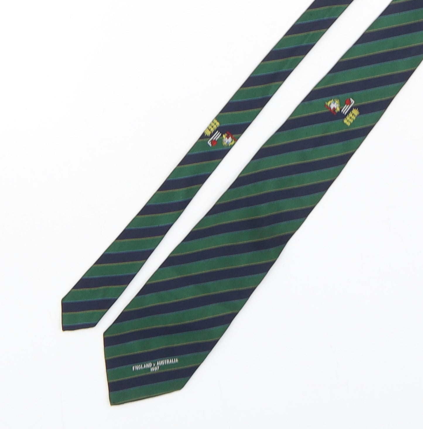 Official Tour Tie  Mens Multicoloured Striped Polyester Pointed Tie One Size - Australia VS England 1997