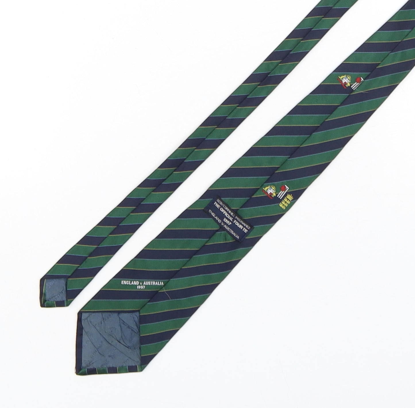 Official Tour Tie  Mens Multicoloured Striped Polyester Pointed Tie One Size - Australia VS England 1997
