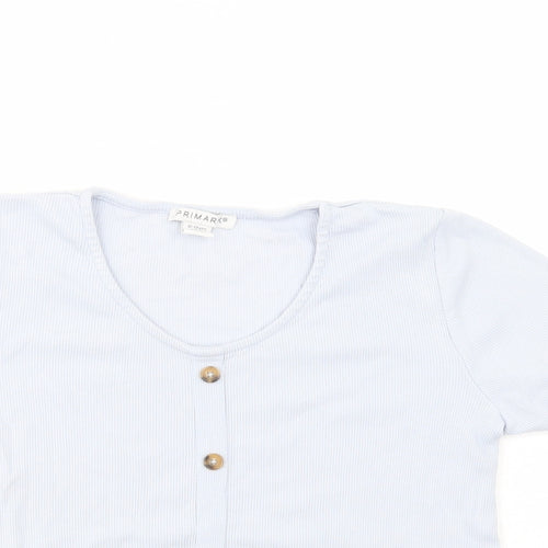Primark Girls Blue  Cotton Pullover T-Shirt Size 12-13 Years Scoop Neck Pullover
