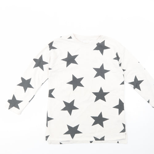 NEXT Girls White Geometric Cotton Pullover Sweatshirt Size 12 Years  Pullover - Star Print