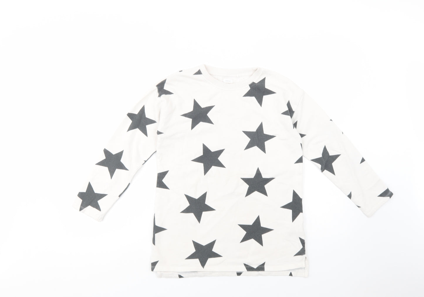 NEXT Girls White Geometric Cotton Pullover Sweatshirt Size 12 Years  Pullover - Star Print