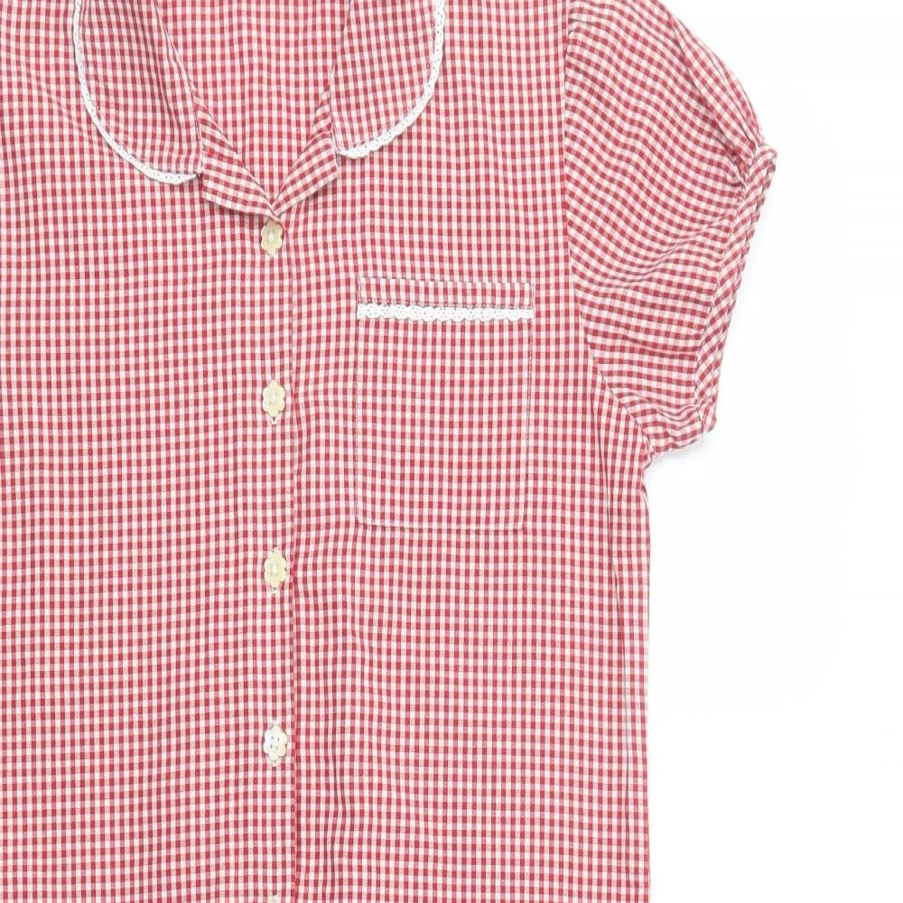 Marks and Spencer Girls Red Gingham Cotton Shirt Dress  Size 12-13 Years  Collared Button - School Wear