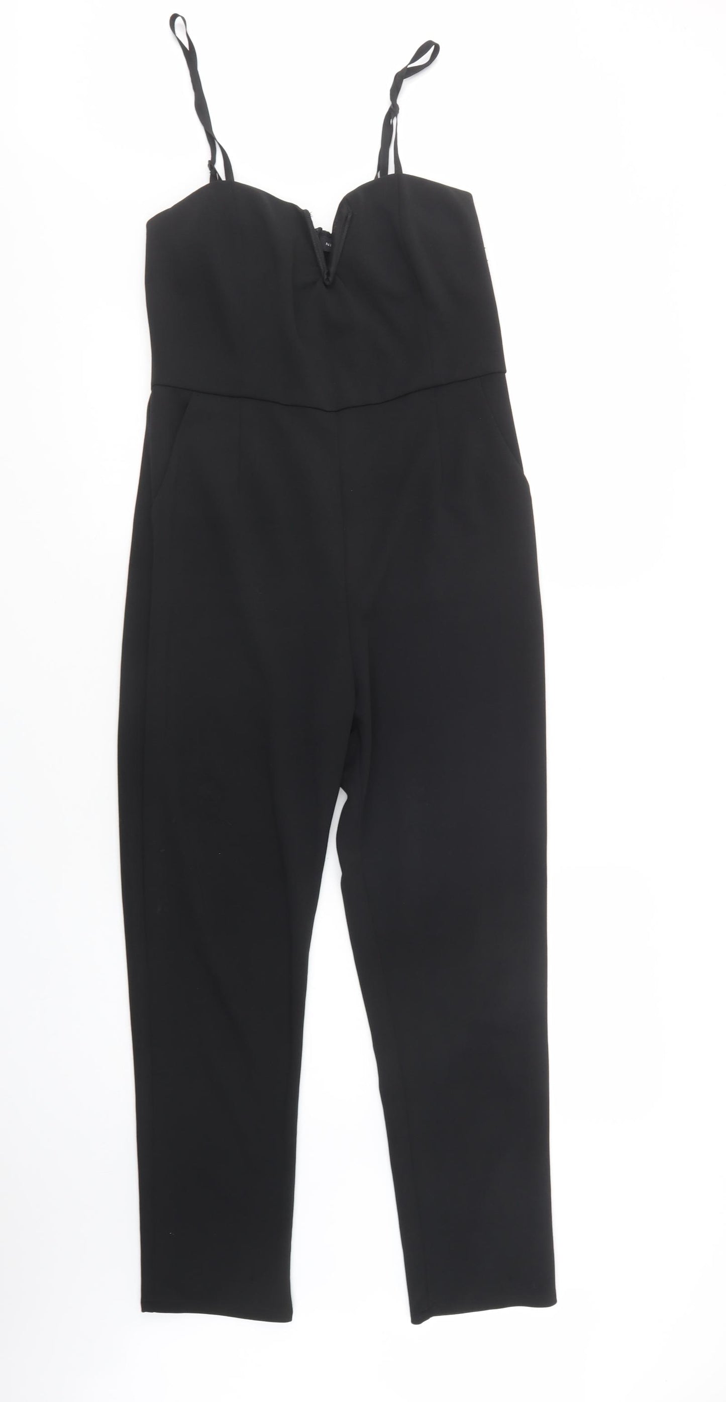 New Look Womens Black  Polyester Jumpsuit One-Piece Size 12 L30 in Zip