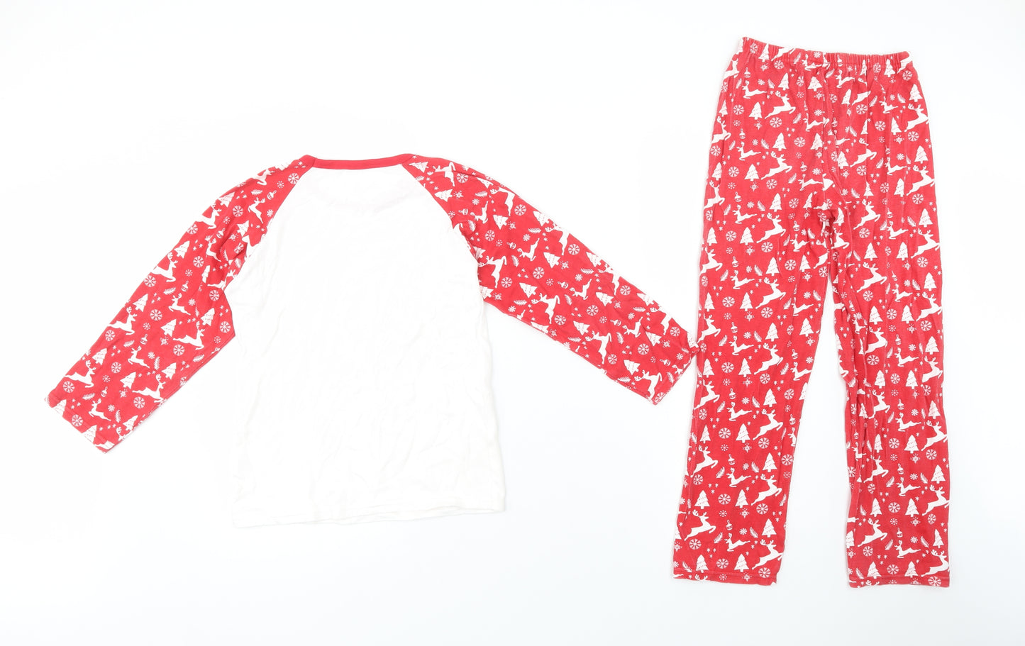 Lipsy Girls Red Fair Isle Cotton  Pyjama Set Size 9-10 Years  Pullover - Christmas