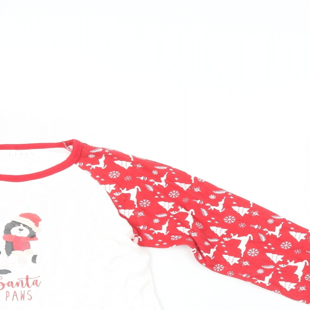 Lipsy Girls Red Fair Isle Cotton  Pyjama Set Size 9-10 Years  Pullover - Christmas