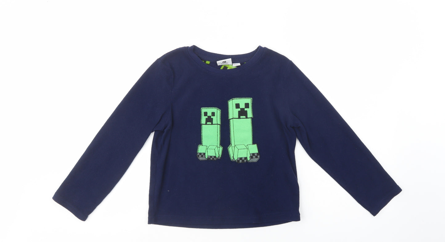 Primark Boys Blue  Polyester Pullover Sweatshirt Size 8-9 Years  Pullover - Minecraft