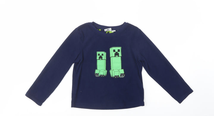 Primark Boys Blue  Polyester Pullover Sweatshirt Size 8-9 Years  Pullover - Minecraft