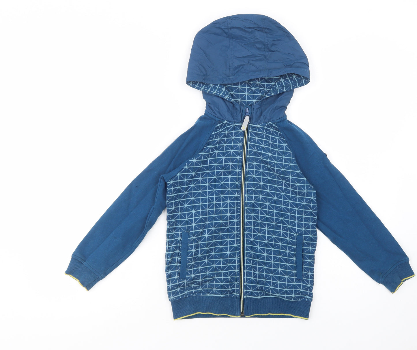 Ted Baker Boys Blue Geometric Cotton Full Zip Hoodie Size 7-8 Years  Zip