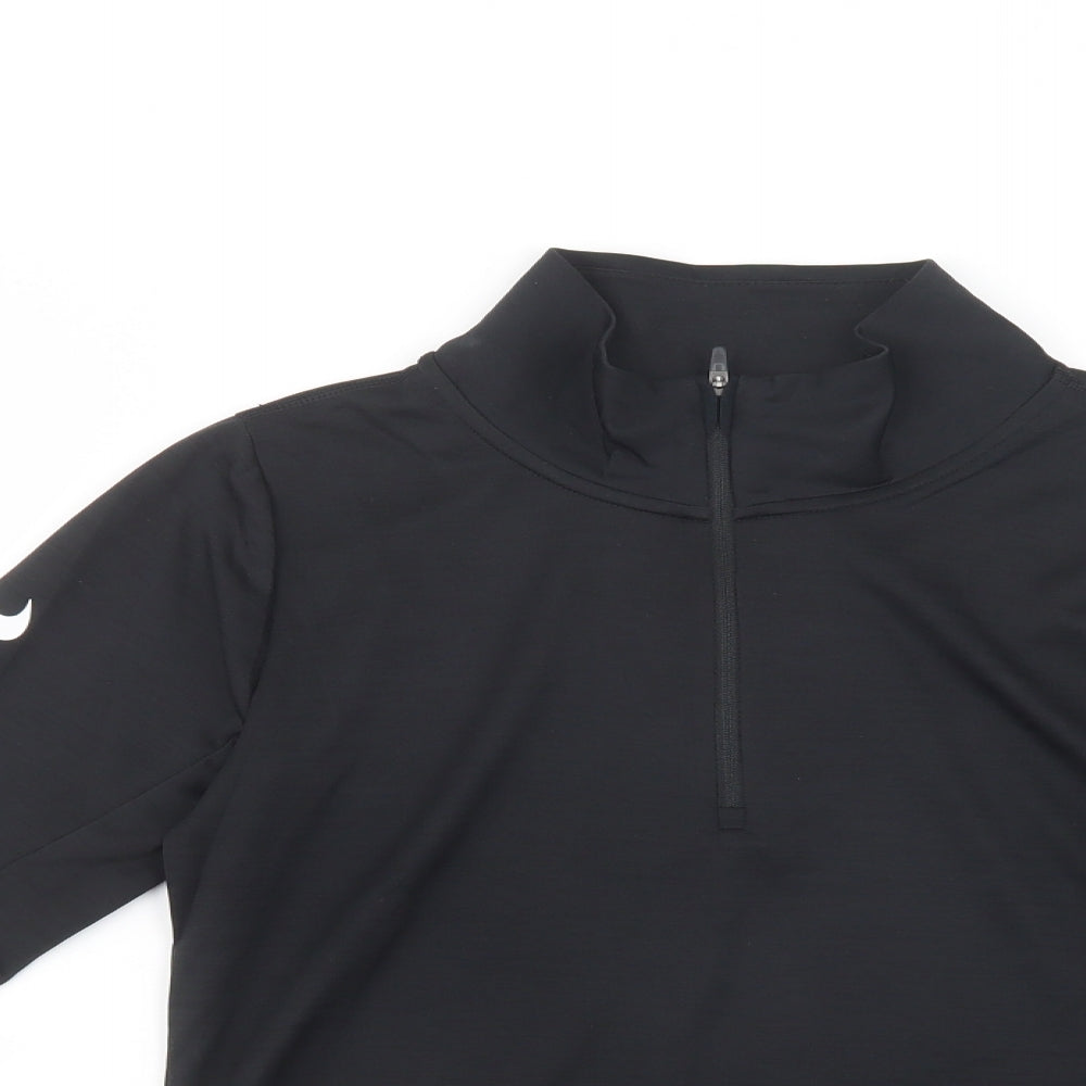 Nike Womens Black  Polyester Pullover T-Shirt Size XS High Neck Zip
