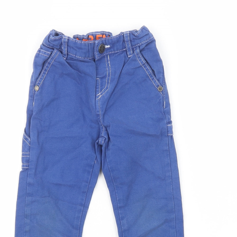 Marks and Spencer Boys Blue  Cotton Straight Jeans Size 3-4 Years  Regular Button