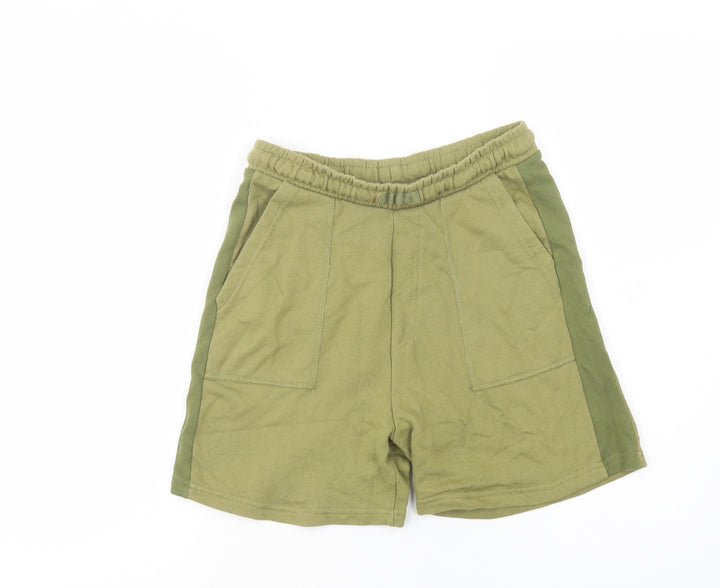 Leigh Tucker Womens Green Cotton Sweat Shorts Size XS L5 in Regular