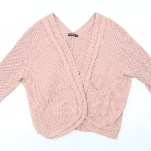 SheIn Womens Pink V-Neck  Polyester Cardigan Jumper Size S
