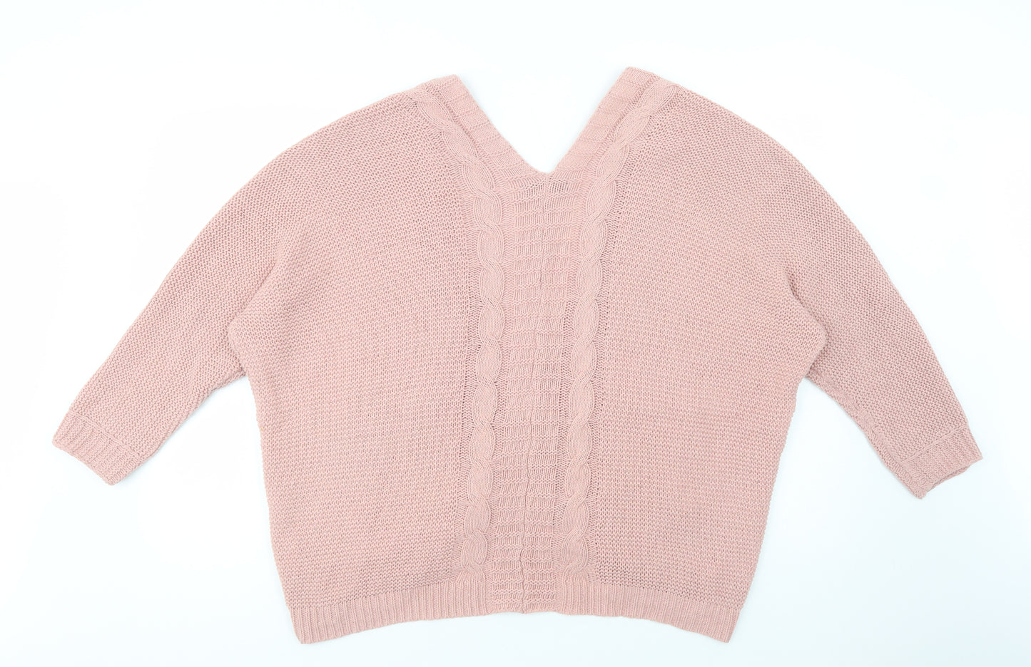 SheIn Womens Pink V-Neck  Polyester Cardigan Jumper Size S
