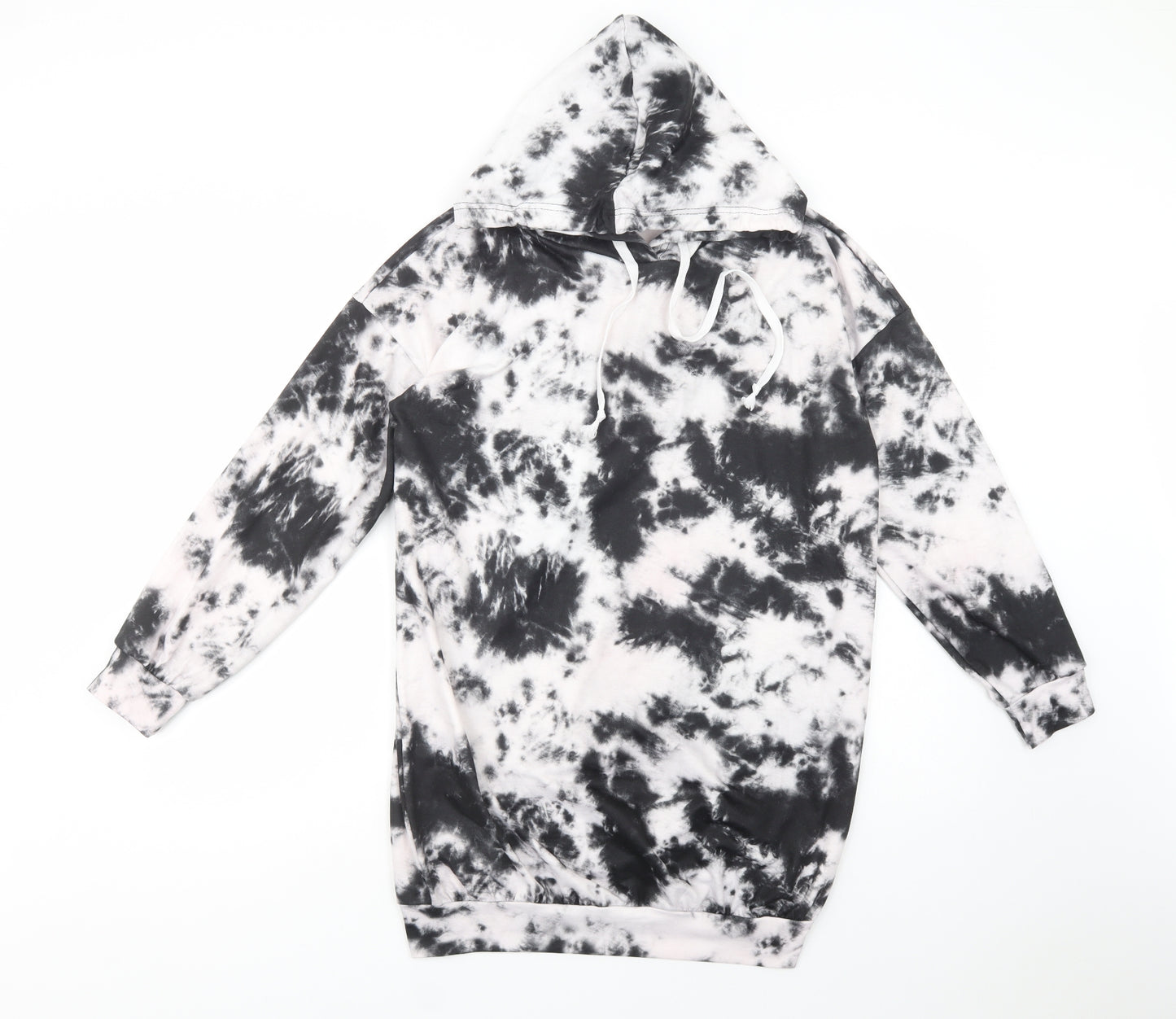 SheIn Womens Black Batik Polyester Tunic Hoodie Size S  Pullover