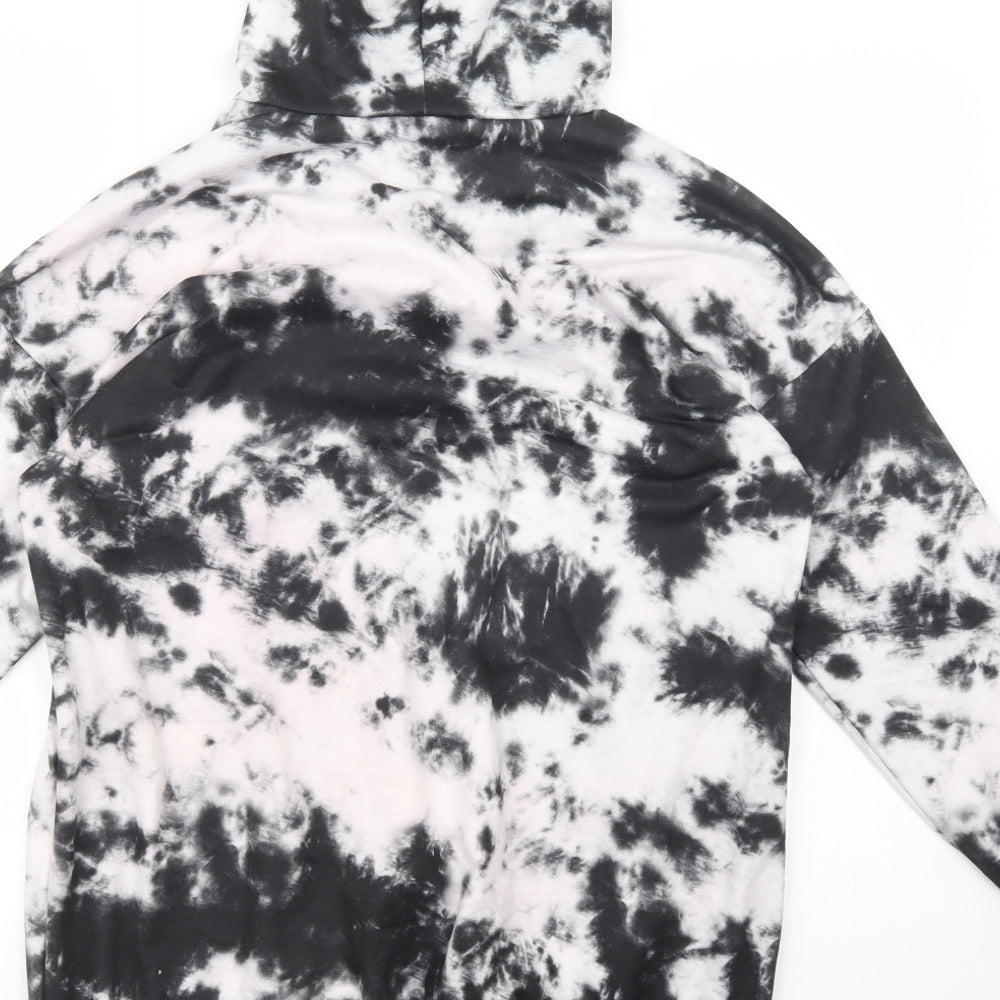 SheIn Womens Black Batik Polyester Tunic Hoodie Size S  Pullover