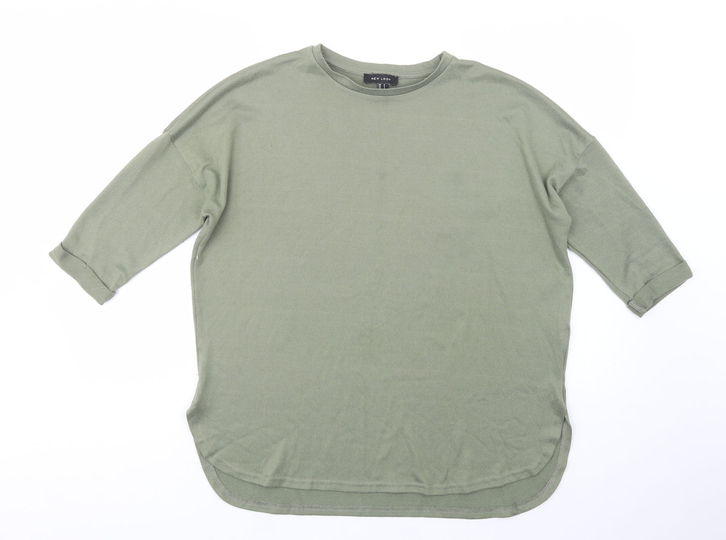 New Look Womens Green  Polyester Basic Blouse Size S Crew Neck