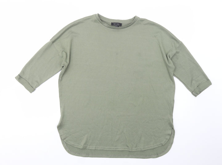New Look Womens Green  Polyester Basic Blouse Size S Crew Neck