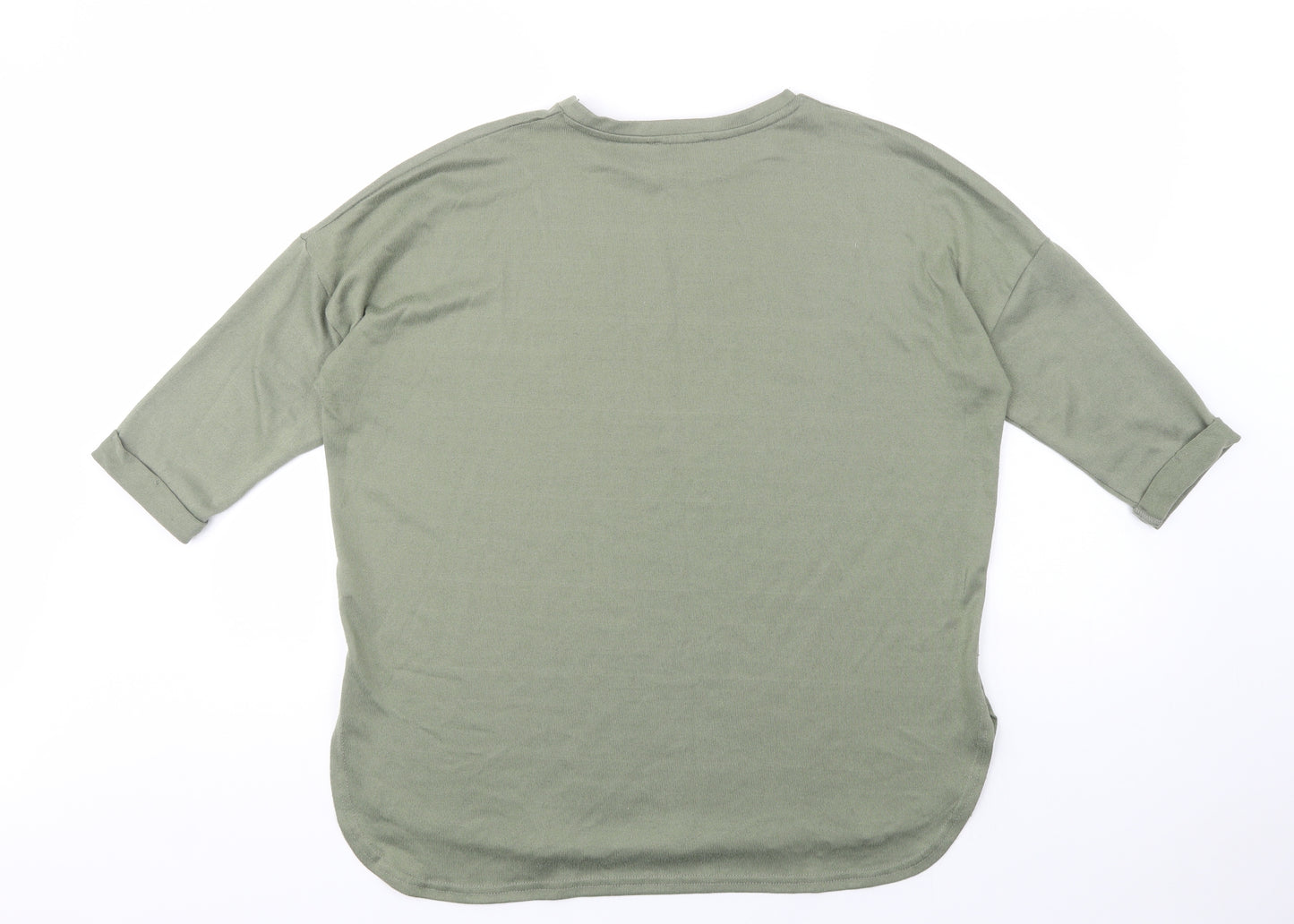 New Look Womens Green  Polyester Basic Blouse Size S Crew Neck