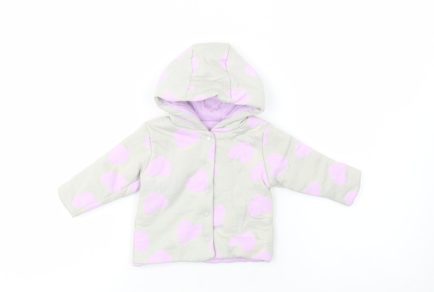 Dunnes Stores Baby Grey Geometric  Basic Jacket Jacket Size 3-6 Months   Snap - Heart Print