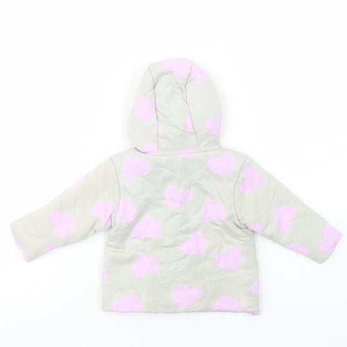 Dunnes Stores Baby Grey Geometric  Basic Jacket Jacket Size 3-6 Months   Snap - Heart Print
