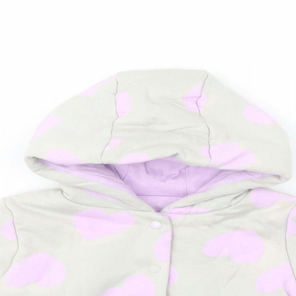 Dunnes Stores Baby Grey Geometric  Basic Jacket Jacket Size 3-6 Months   Snap - Heart Print