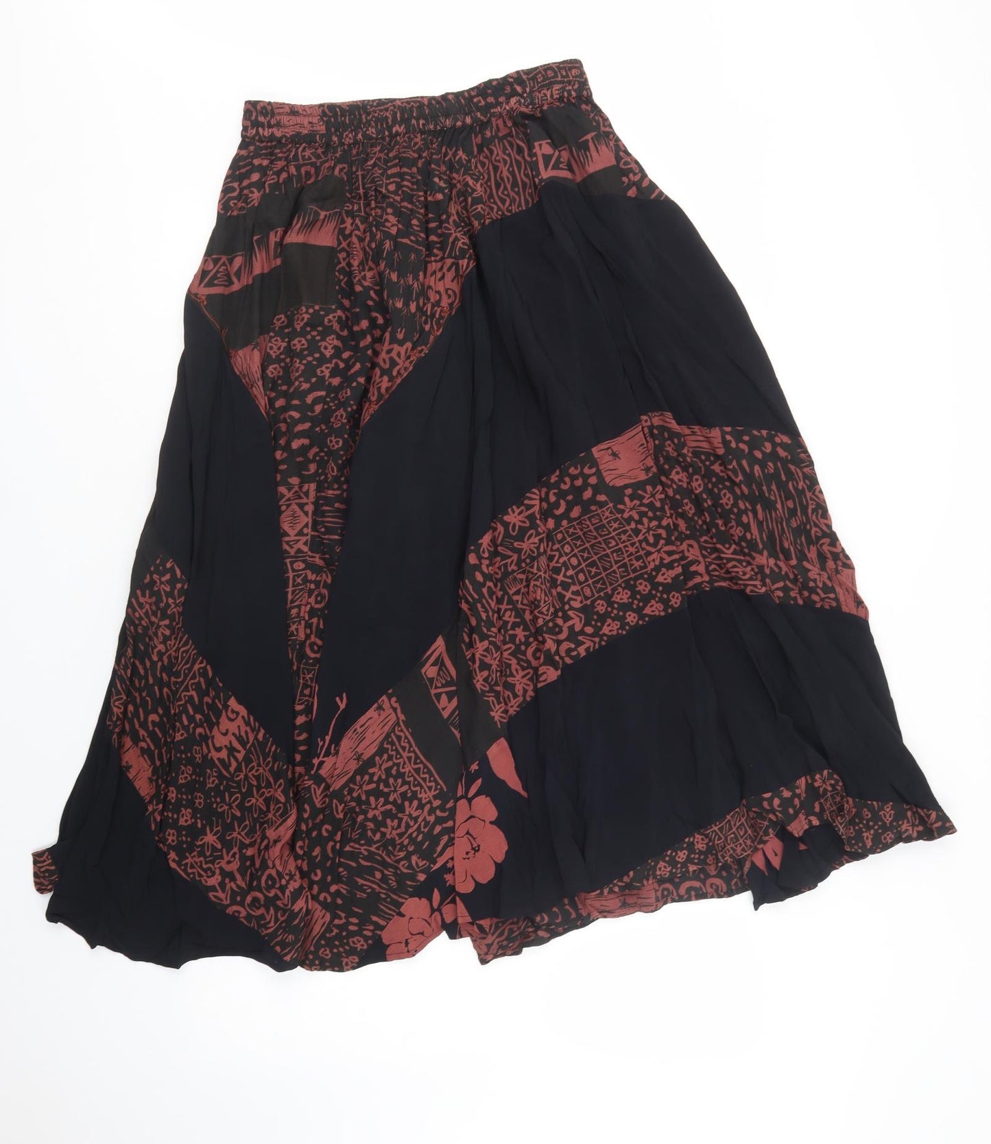 Tienda Ho Womens Black Geometric Viscose A-Line Skirt One Size