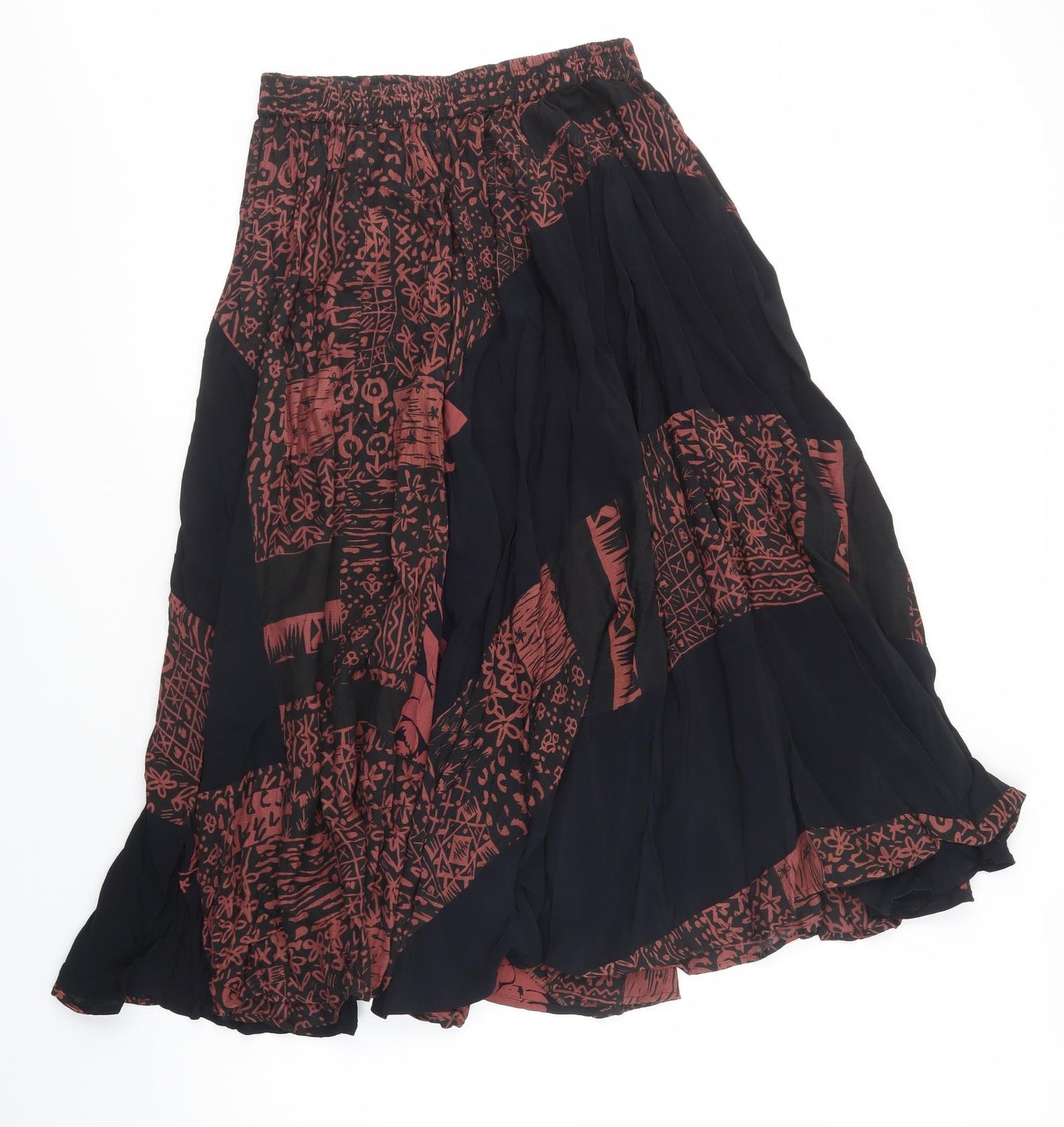 Tienda Ho Womens Black Geometric Viscose A-Line Skirt One Size