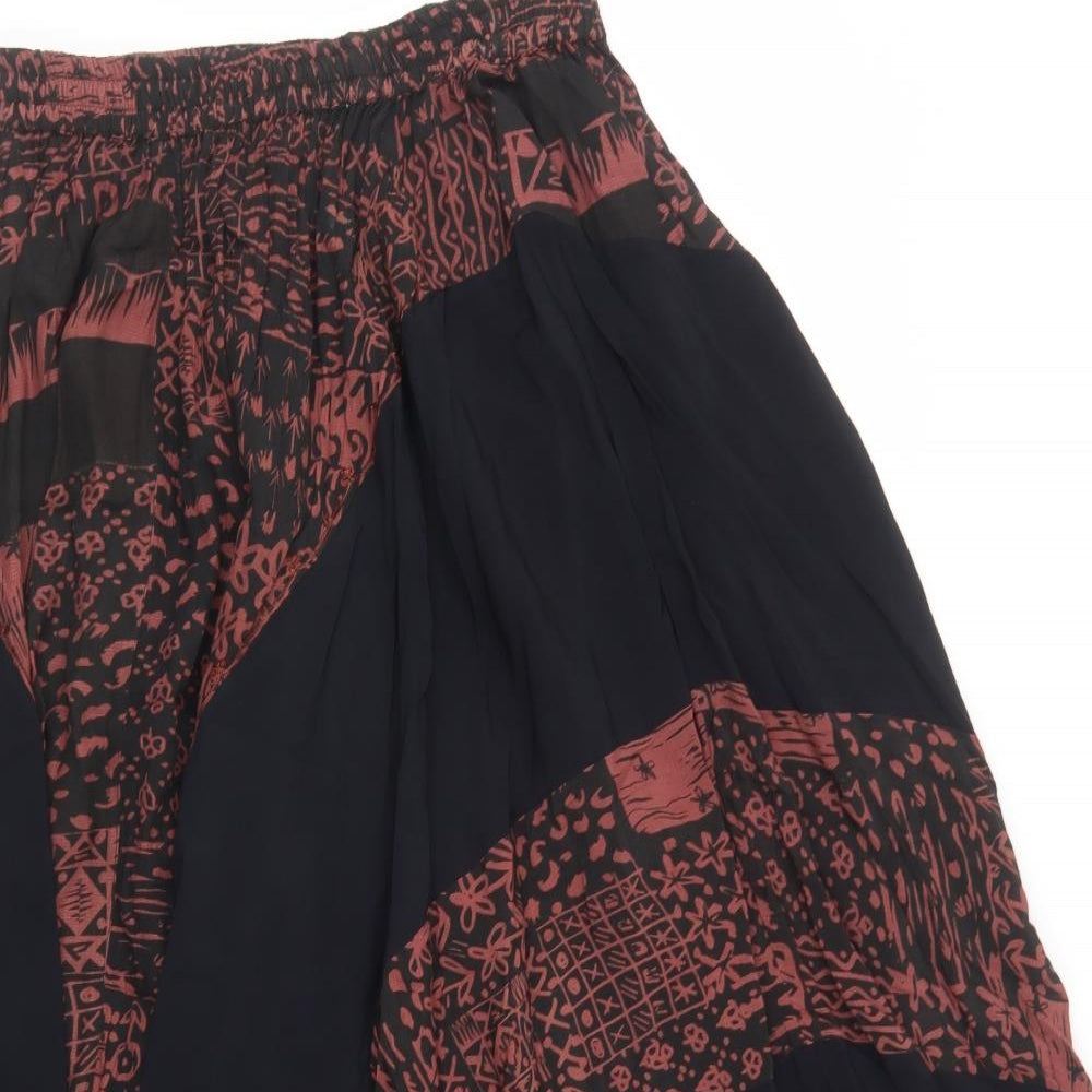 Tienda Ho Womens Black Geometric Viscose A-Line Skirt One Size