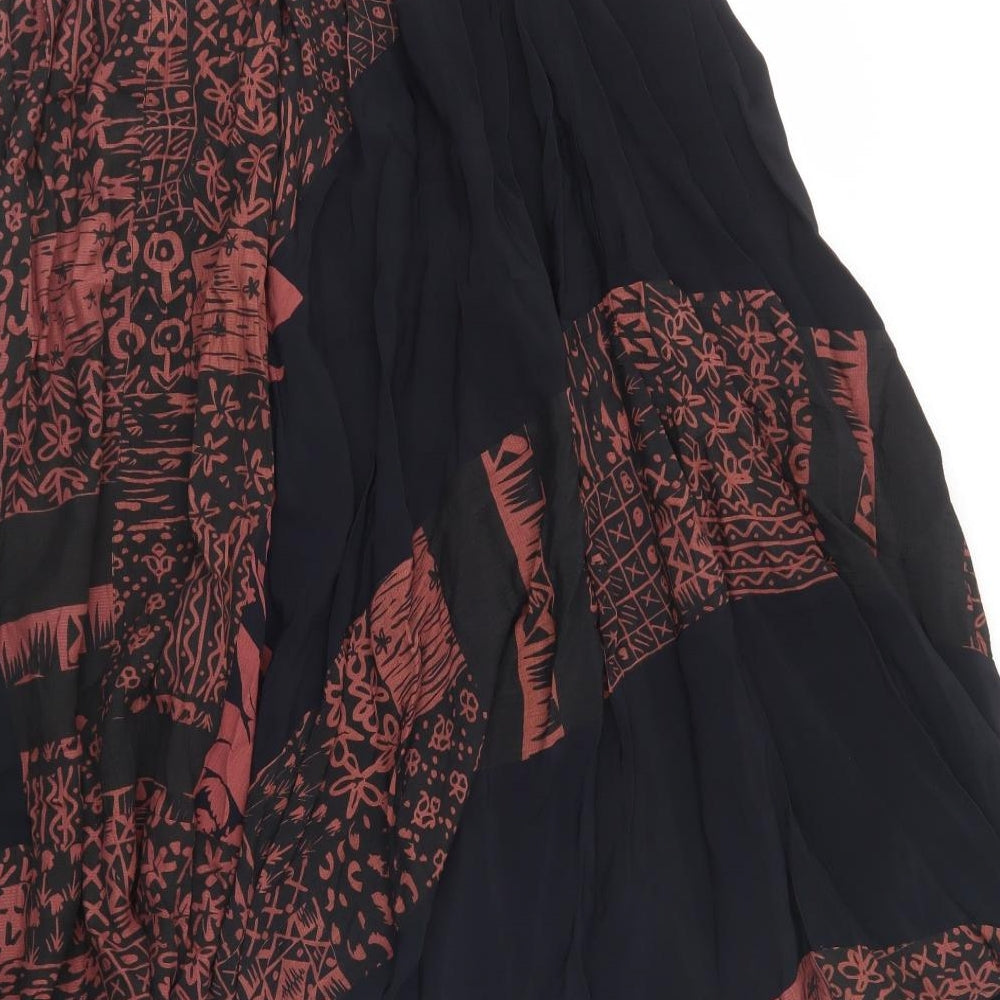 Tienda Ho Womens Black Geometric Viscose A-Line Skirt One Size