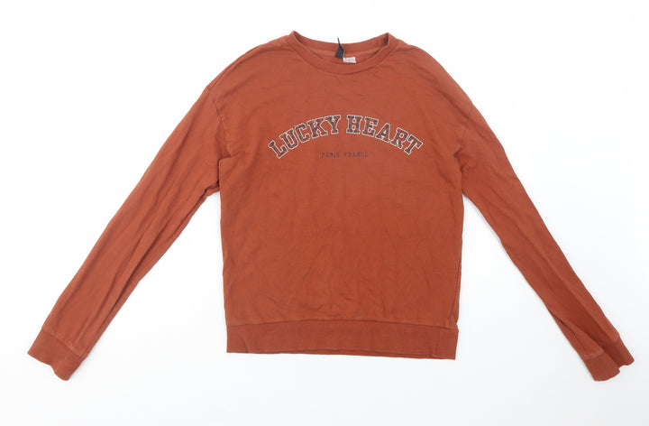 H&M Womens Brown Cotton Pullover Sweatshirt Size XS Pullover - Lucky Heart