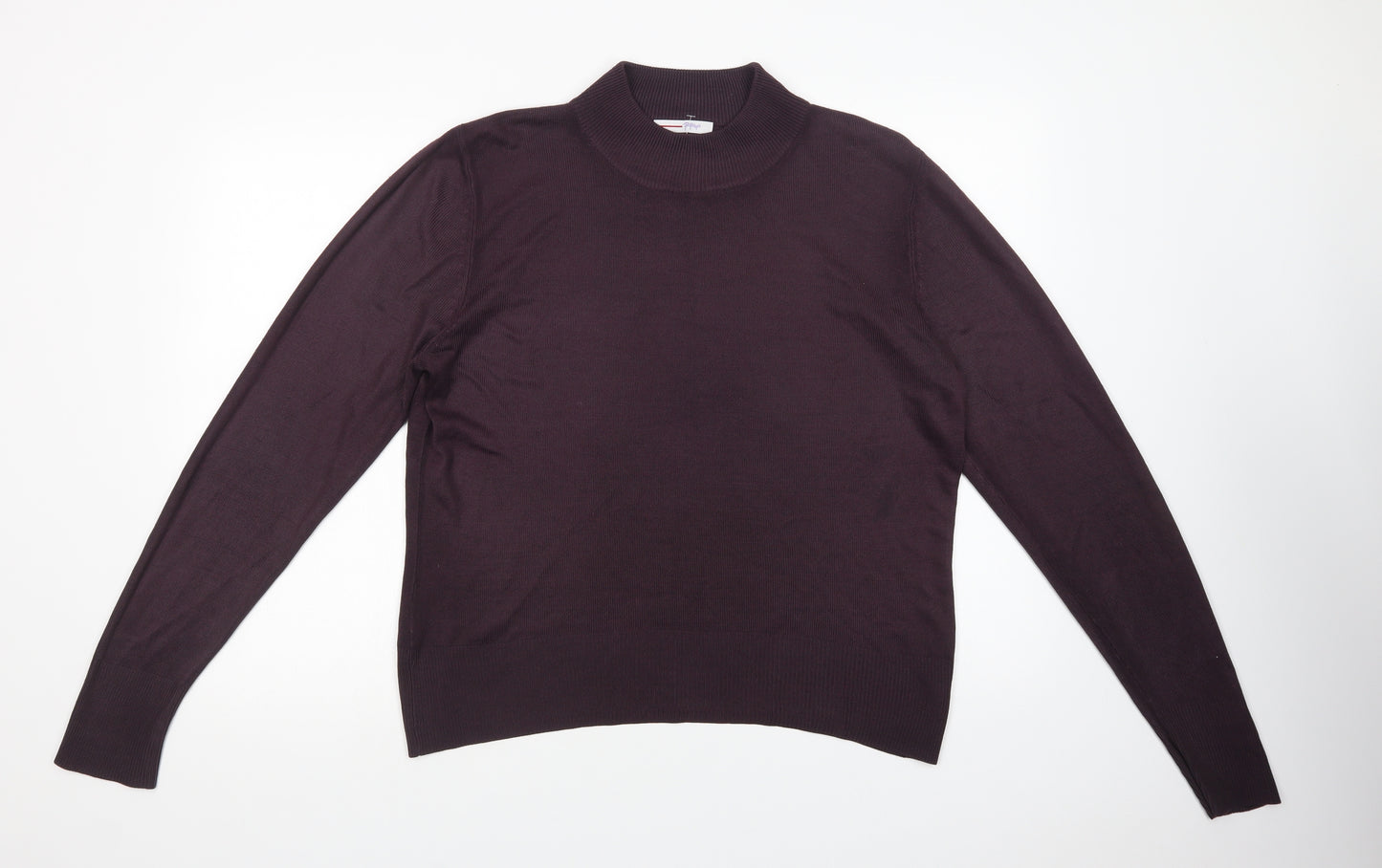 Papaya Womens Purple Mock Neck  Acrylic Pullover Jumper Size 14