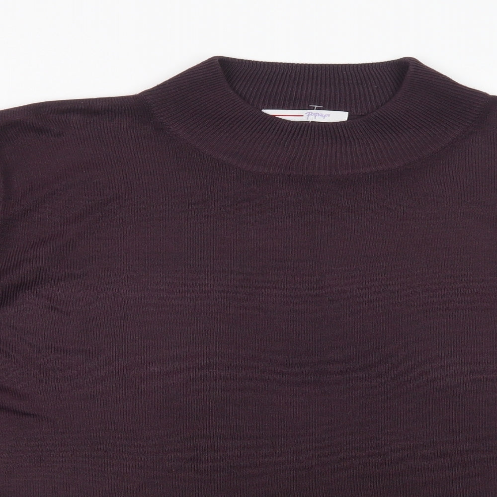Papaya Womens Purple Mock Neck  Acrylic Pullover Jumper Size 14
