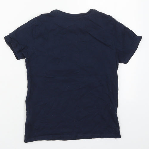 Pep&Co Boys Blue  Cotton Basic T-Shirt Size 8-9 Years Crew Neck Pullover - Downloading Skull