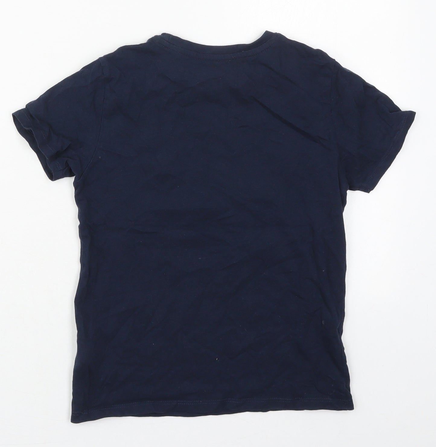 Pep&Co Boys Blue  Cotton Basic T-Shirt Size 8-9 Years Crew Neck Pullover - Downloading Skull