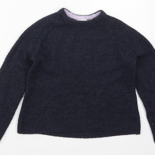 H&M Girls Blue Crew Neck  Acrylic Pullover Jumper Size 9-10 Years  Pullover