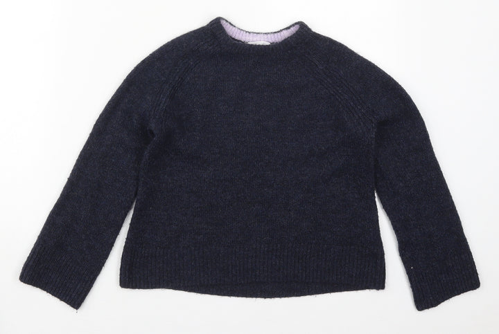 H&M Girls Blue Crew Neck Acrylic Pullover Jumper Size 9-10 Years Pullover