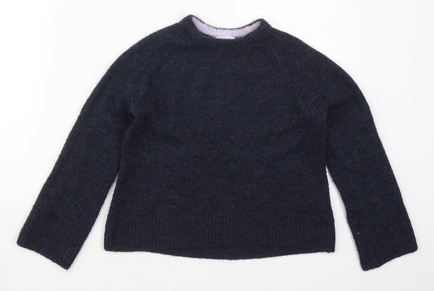 H&M Girls Blue Crew Neck  Acrylic Pullover Jumper Size 9-10 Years  Pullover
