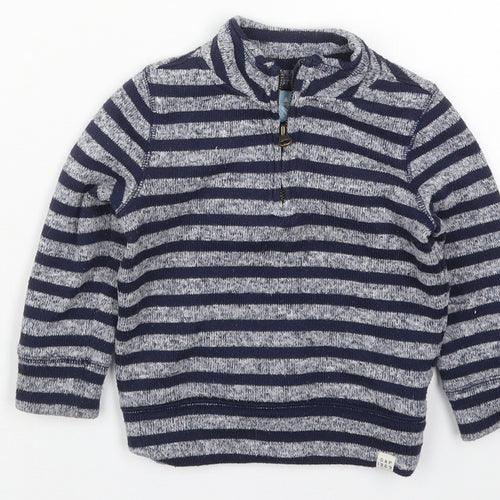 Gap Boys Blue Striped Polyester Pullover Sweatshirt Size 2 Years  Zip