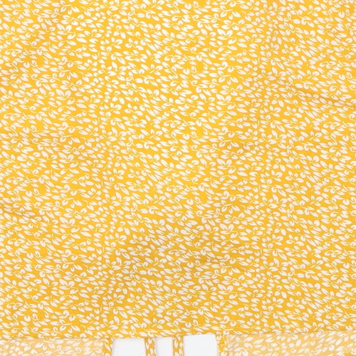 SheIn Womens Yellow Floral  Jacket  Size XS  Tie - Leaf Prints