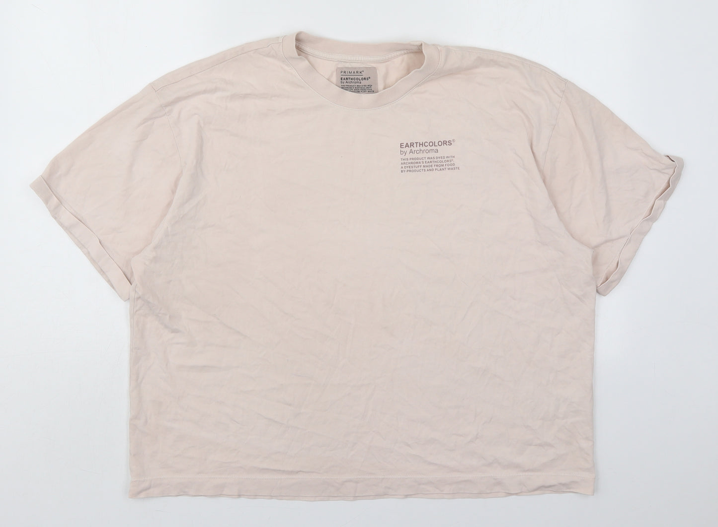 Primark Womens Pink  Cotton Basic T-Shirt Size 12 Crew Neck - Earthcolors by Archroma