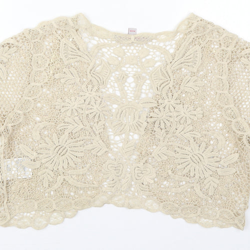 Jacques Vert Womens Beige V-Neck  Cotton Cardigan Jumper Size M