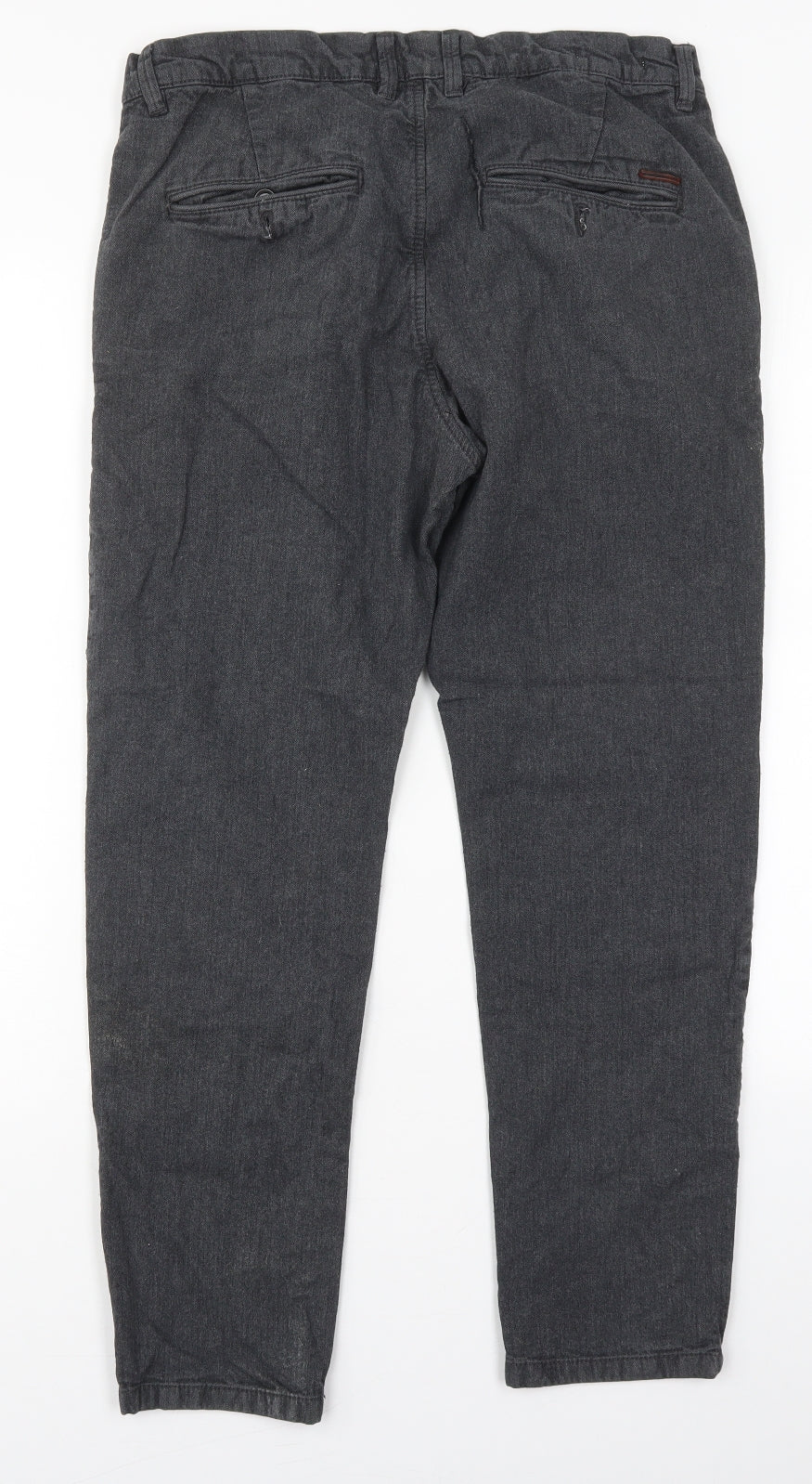 JACK & JONES Mens Grey Herringbone Viscose Trousers  Size 32 L27 in Slim Button