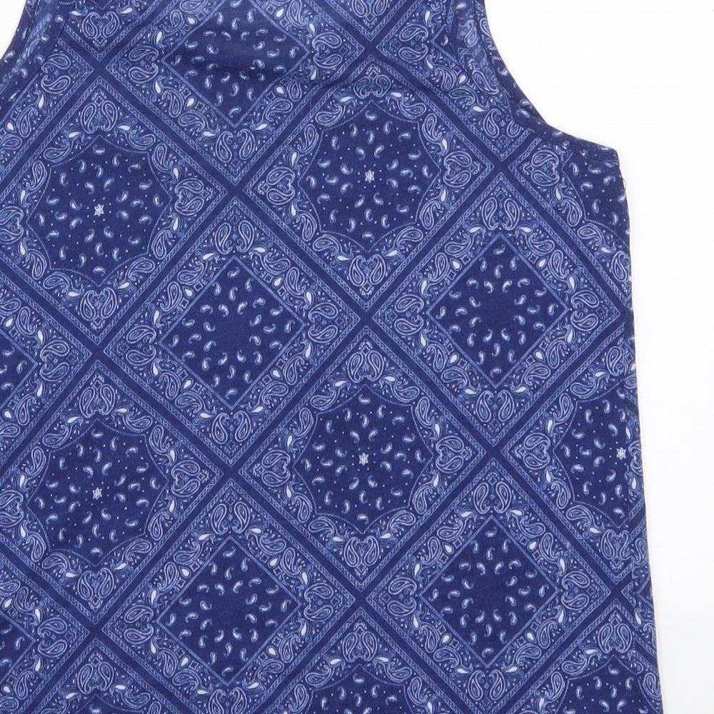 Amosphere Womens Blue Paisley Polyester Basic Tank Size 12 Round Neck