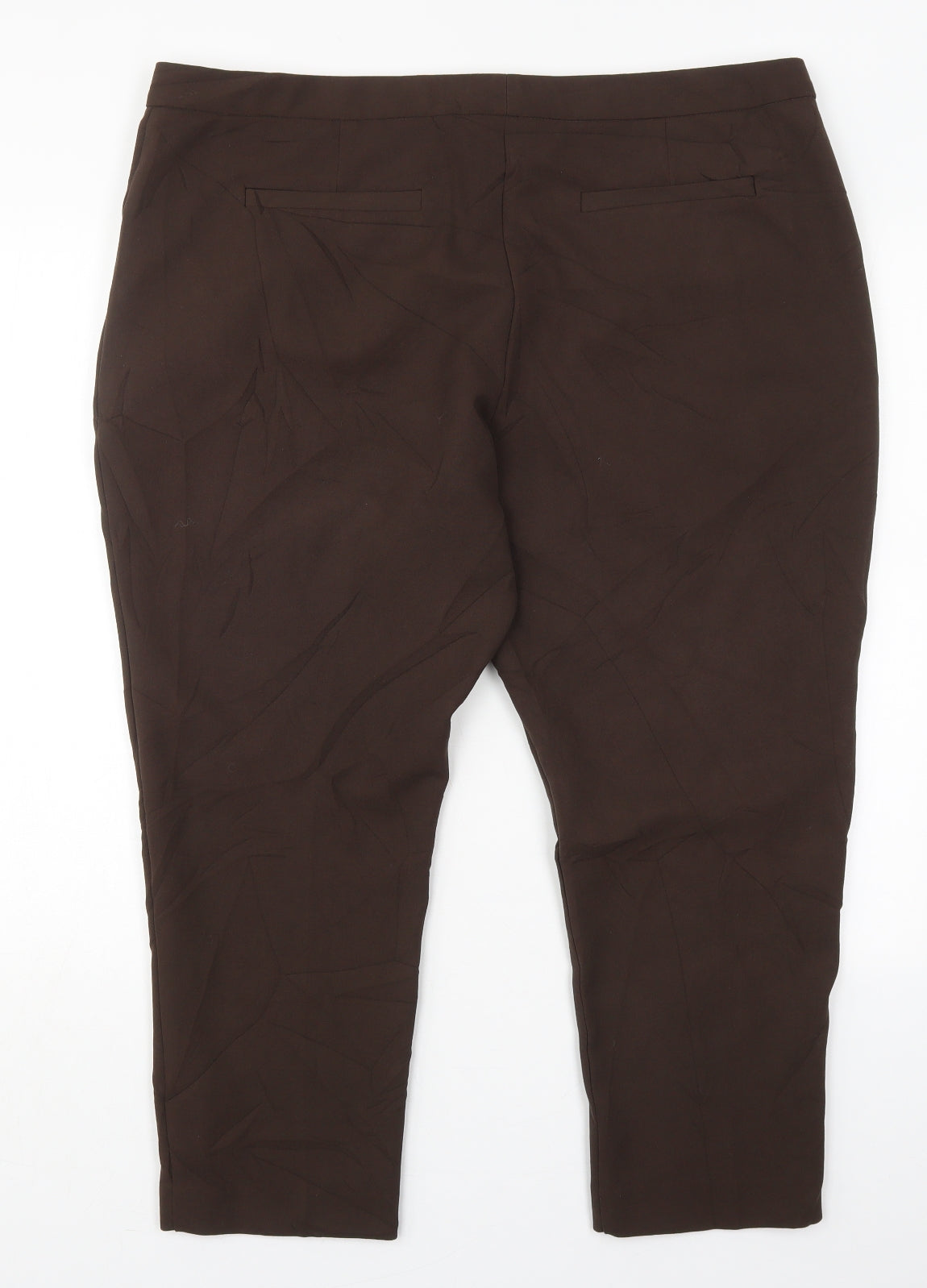 Marks and Spencer Womens Brown  Polyester Cropped Trousers Size 20 L23 in Regular Hook & Eye