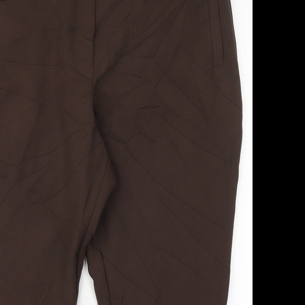 Marks and Spencer Womens Brown  Polyester Cropped Trousers Size 20 L23 in Regular Hook & Eye