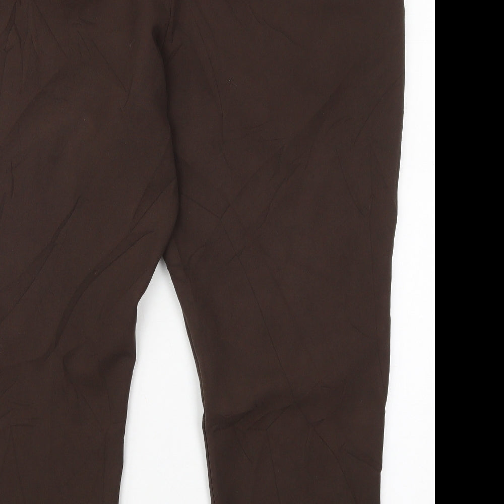 Marks and Spencer Womens Brown  Polyester Cropped Trousers Size 20 L23 in Regular Hook & Eye