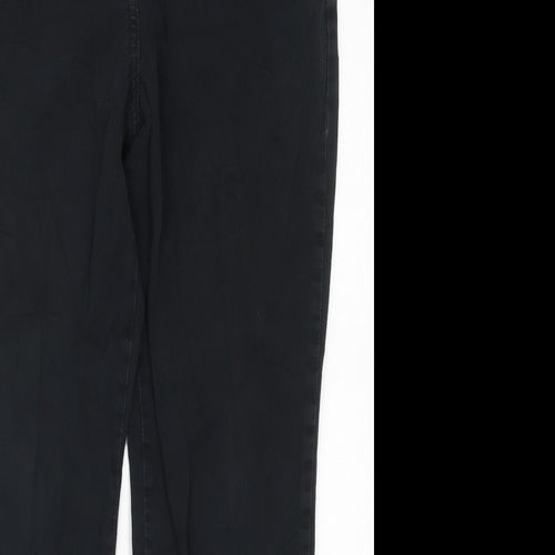 Marks and Spencer Womens Black  Cotton Trousers  Size 14 L27 in Regular Button